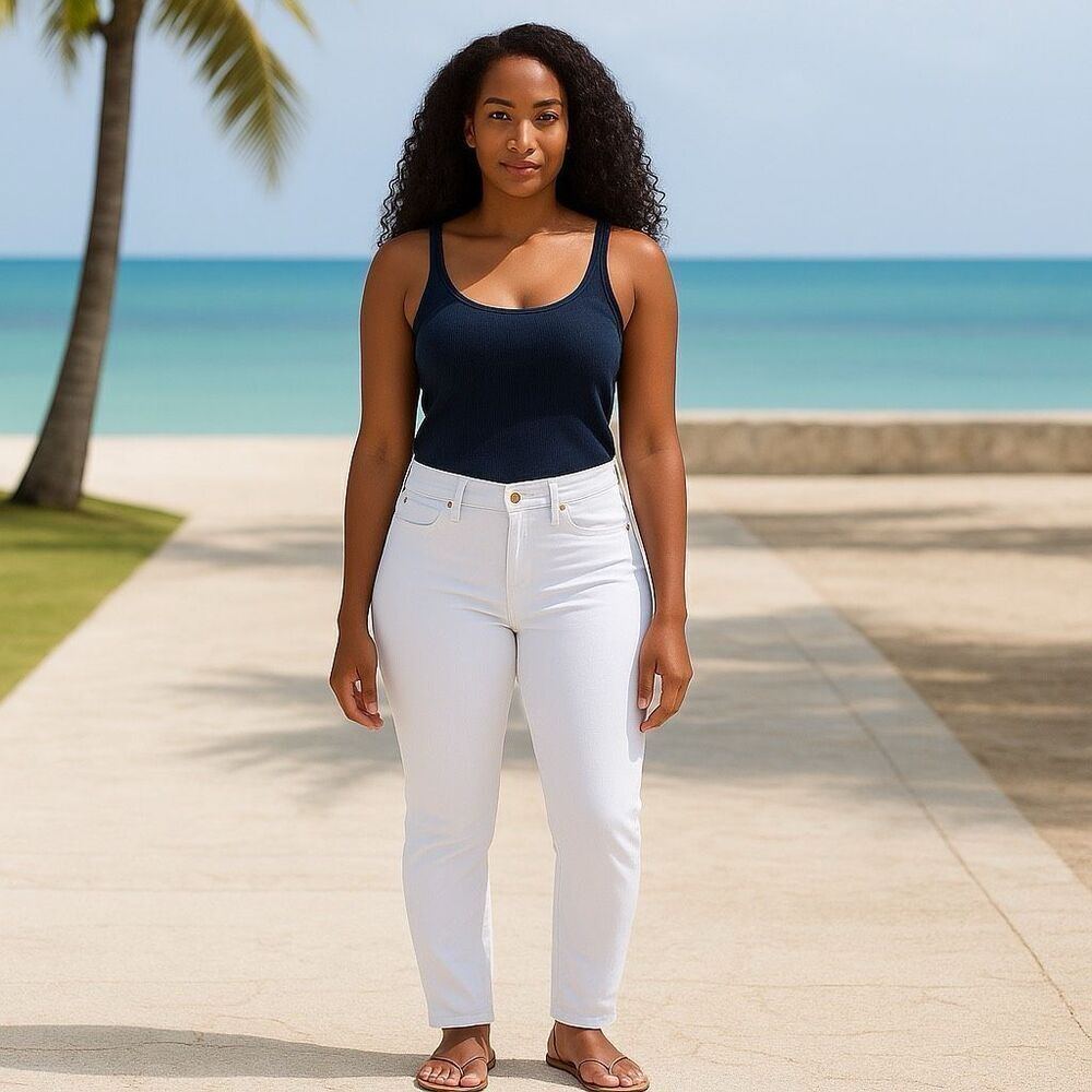 Refuge Solid White Skinny Jeans Classic Stretch Denim Pants Casual size 12 - Picture 10 of 10